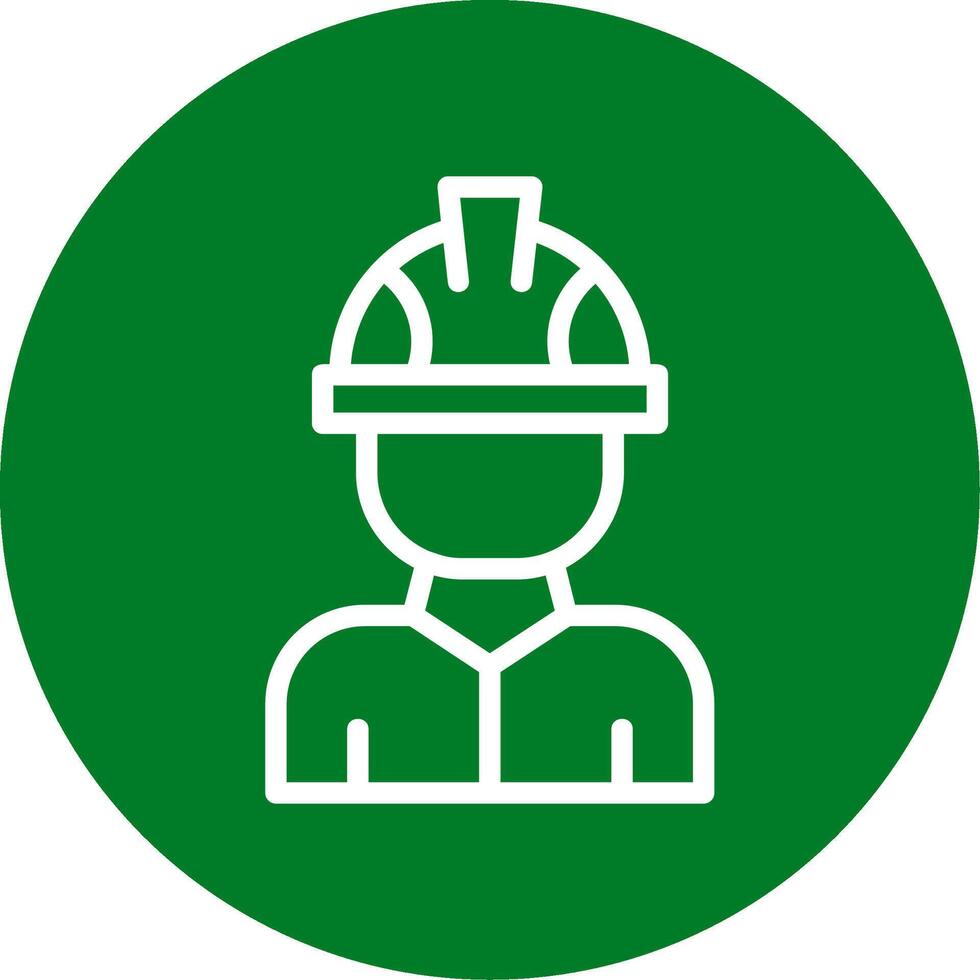 Factory Worker Outline Circle Icon vector