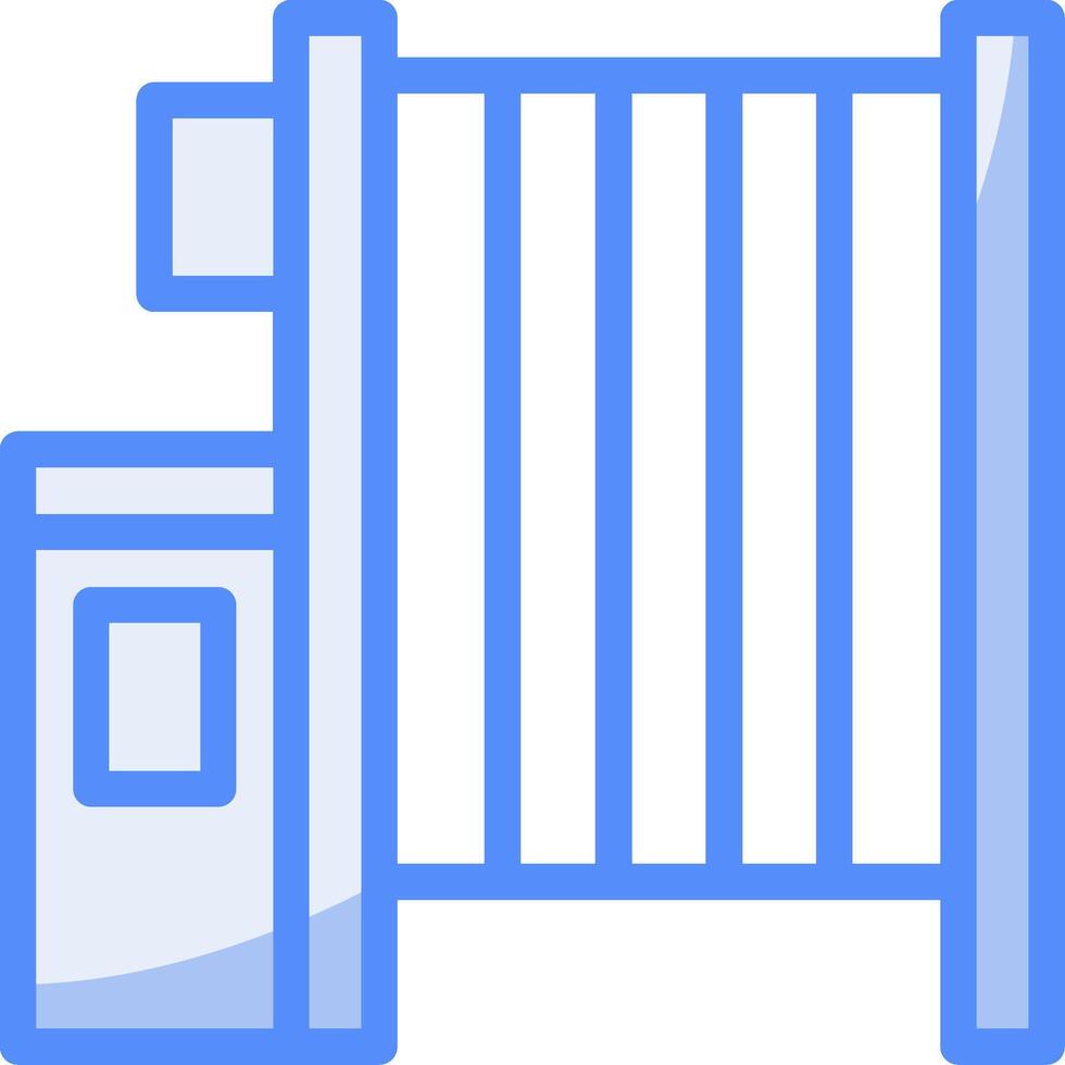 Factory Gate Line Filled Blue Icon vector