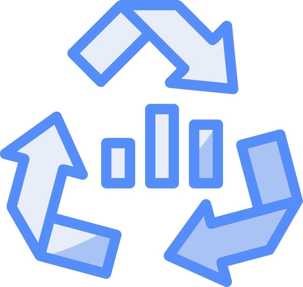 Recycling Arrows Line Filled Blue Icon vector