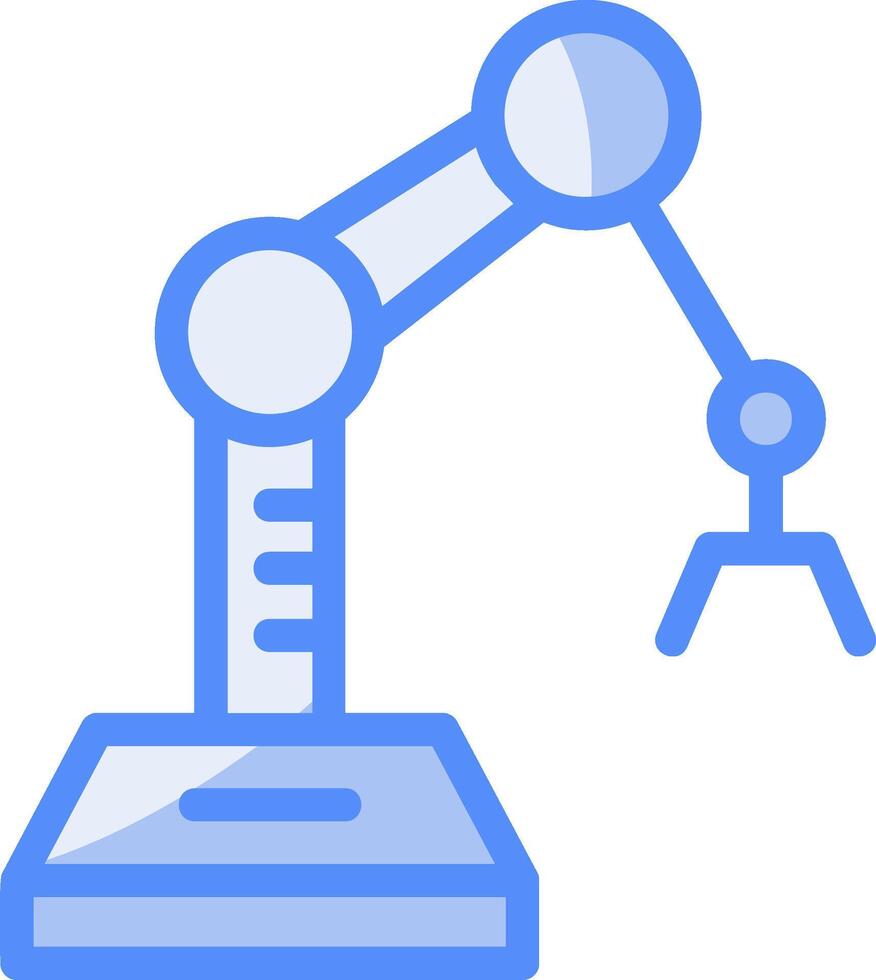 Industry Robot Arm Line Filled Blue Icon vector