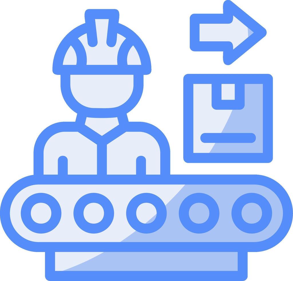 Manufacturing Process Line Filled Blue Icon vector