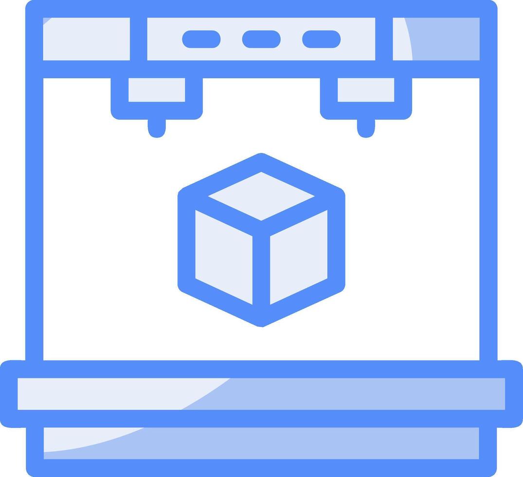 3D Printer Line Filled Blue Icon vector