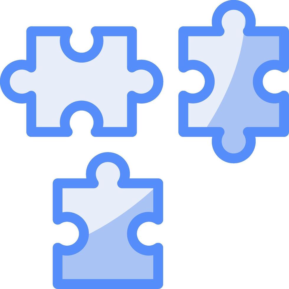 Jigsaw Line Filled Blue Icon vector