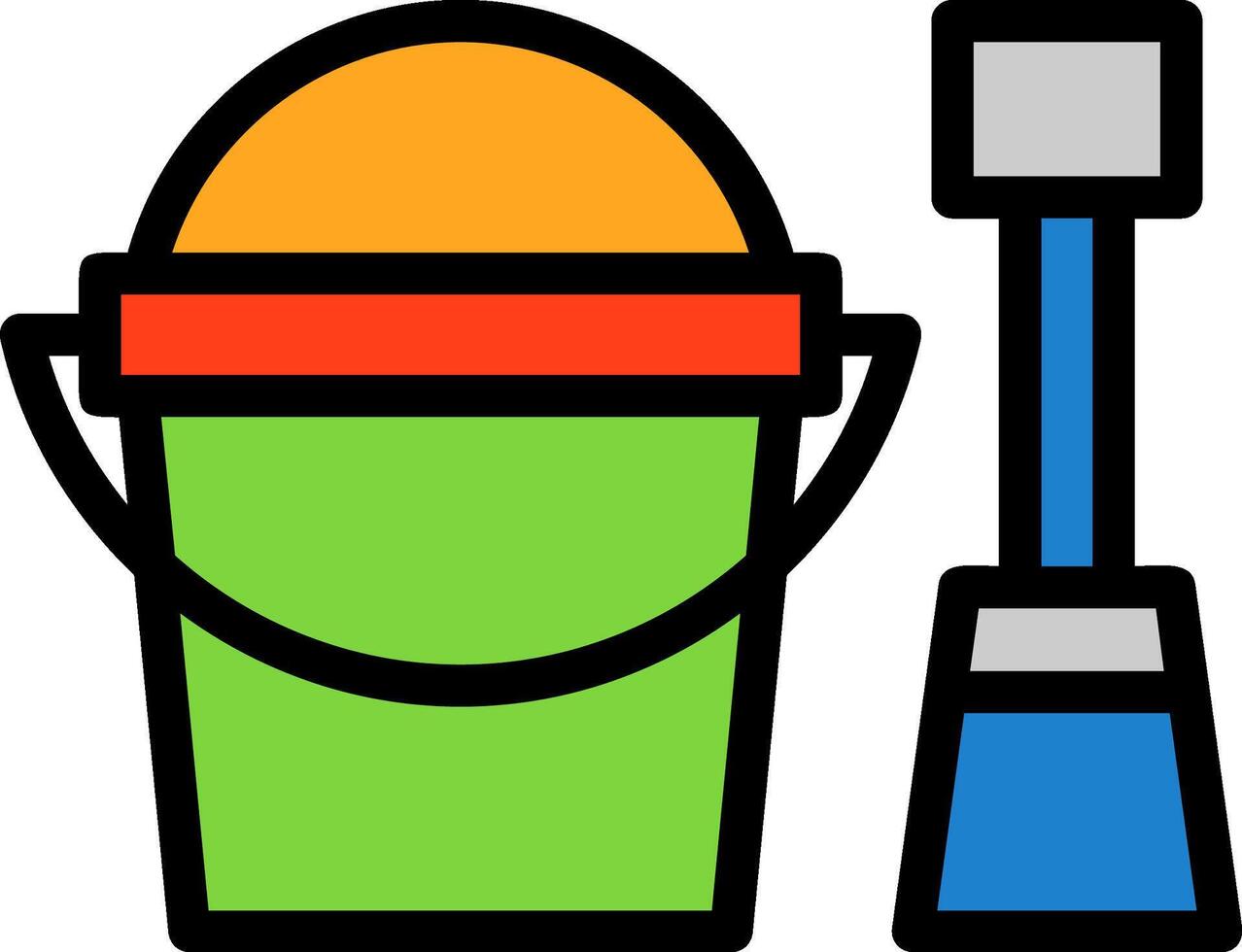 Shovel and Pail Line Filled vector