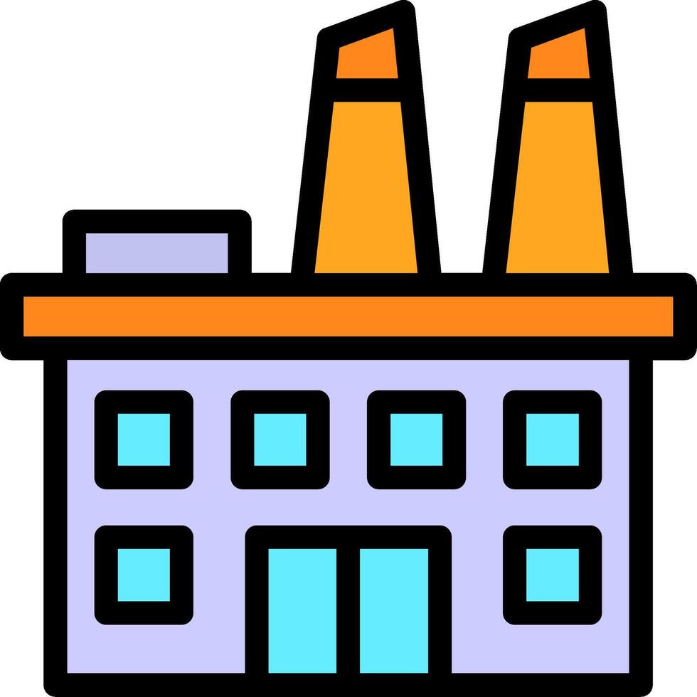 Factory Building Line Filled vector