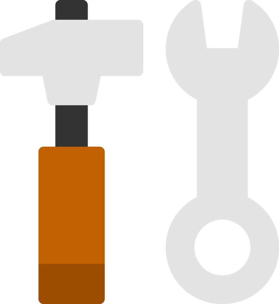 Hammer and Wrench Flat Icon vector