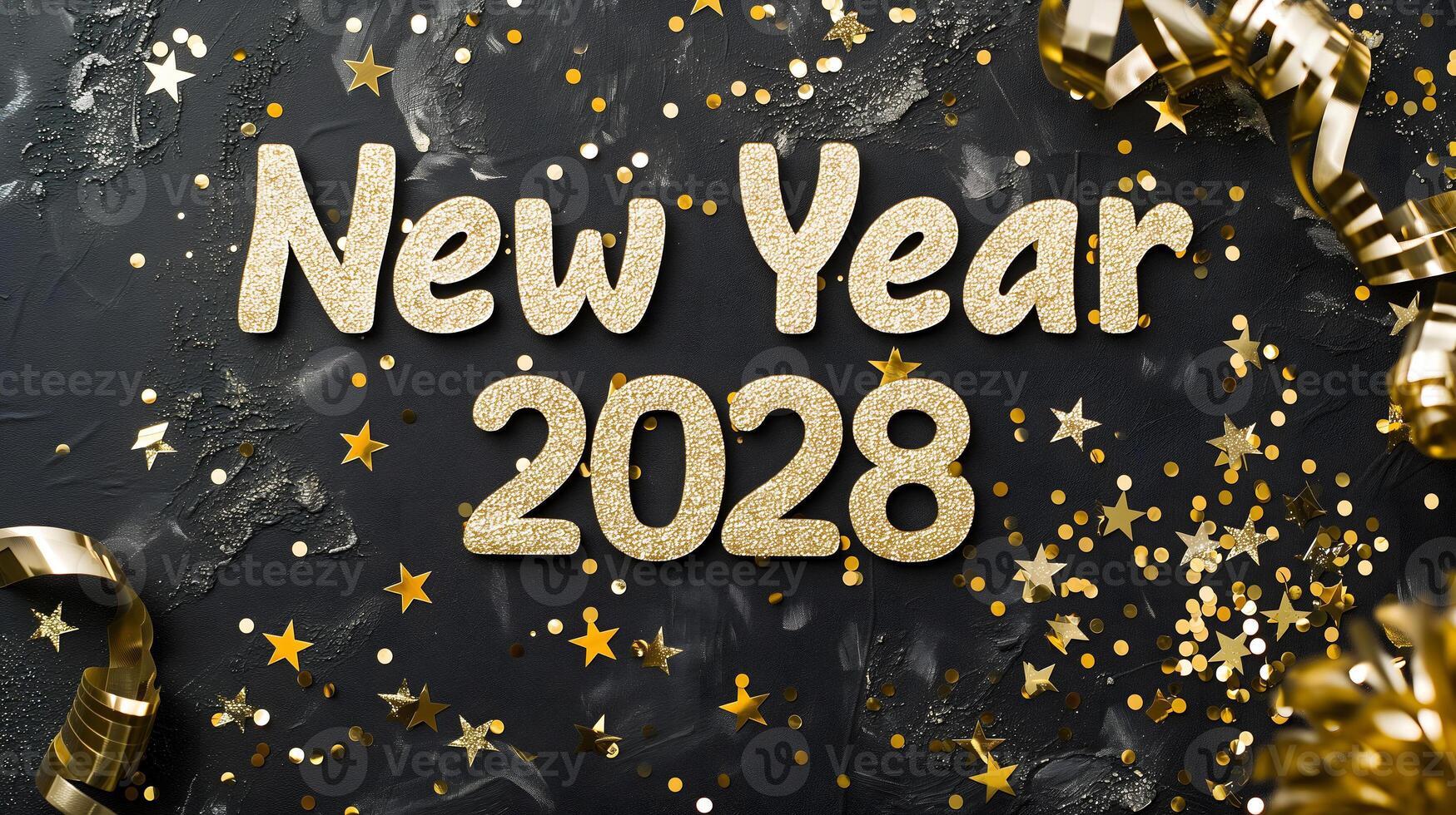 AI Generated letters New year 2028 laid on flat background with high angle view, celebration concept photo