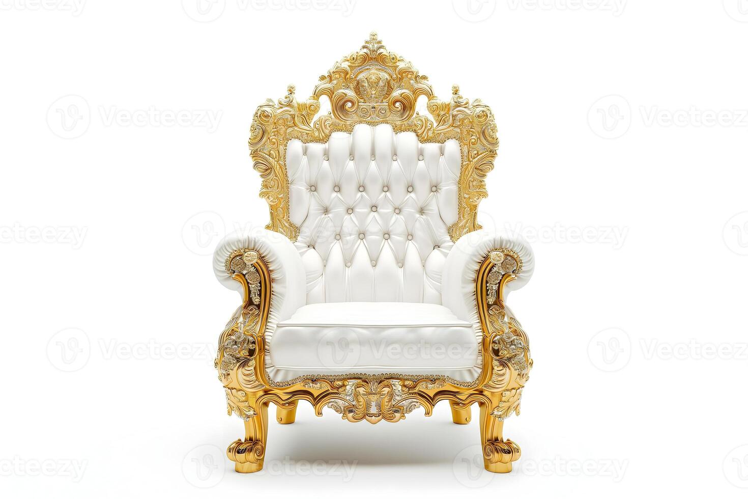 AI Generated White leather capitonner technique armchair on white background photo