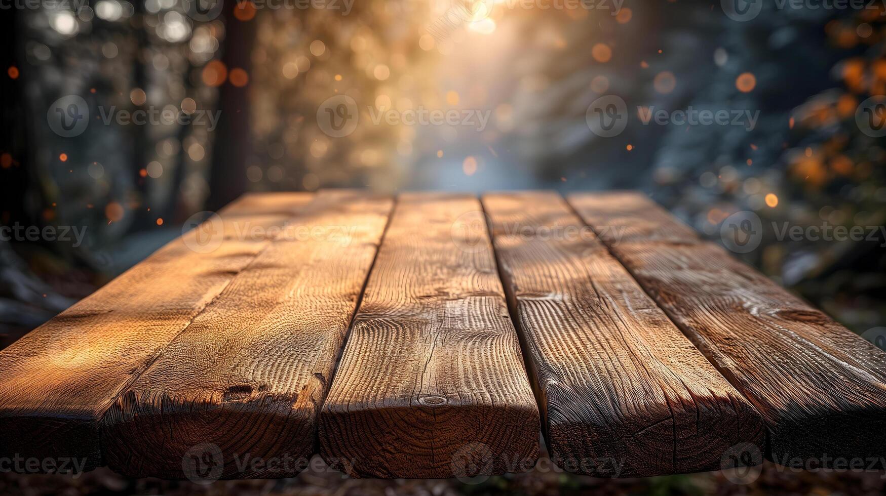 AI Generated Empty wooden table for rustic background photo