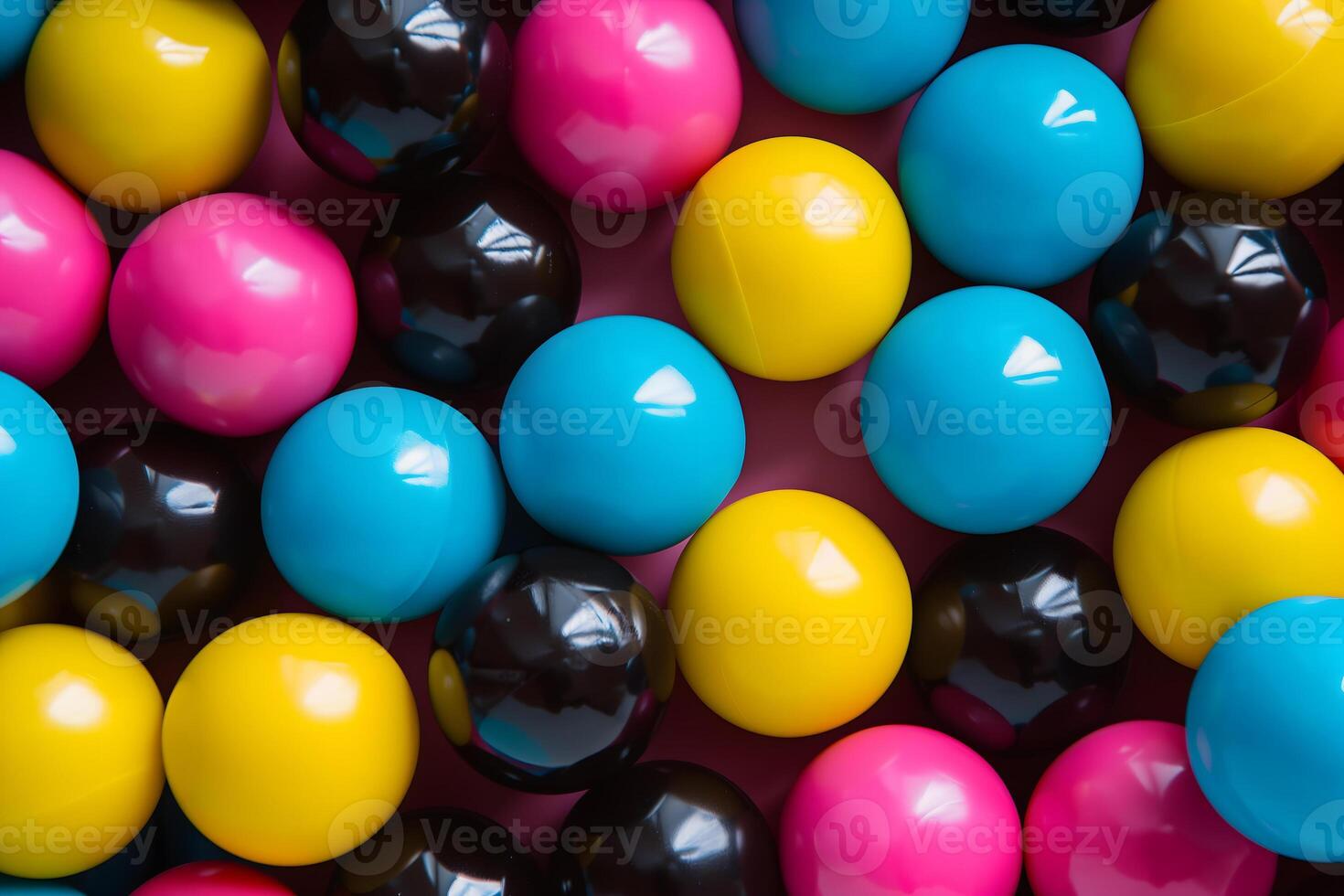 AI Generated Full-frame background of piled colorful plastic balls photo