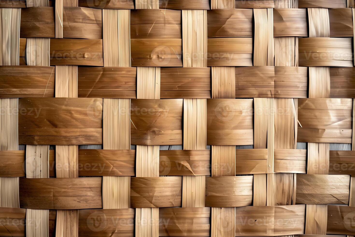 AI Generated flat full-frame seamless texture of wicker bamboo wall photo