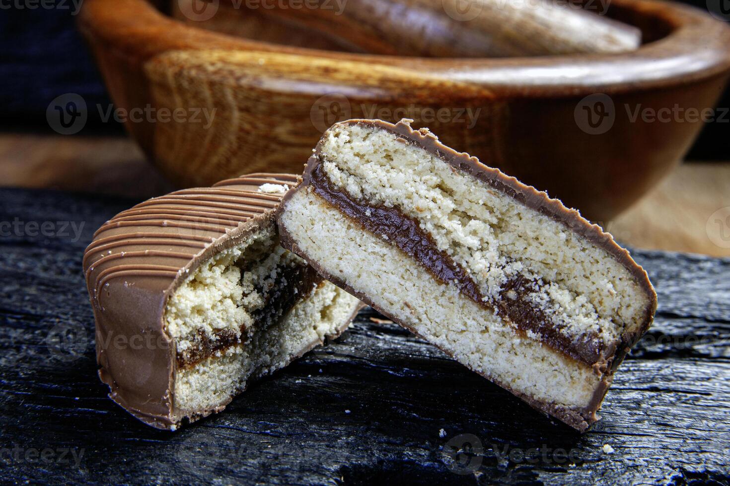 Alfajor stuffed with chocolate photo