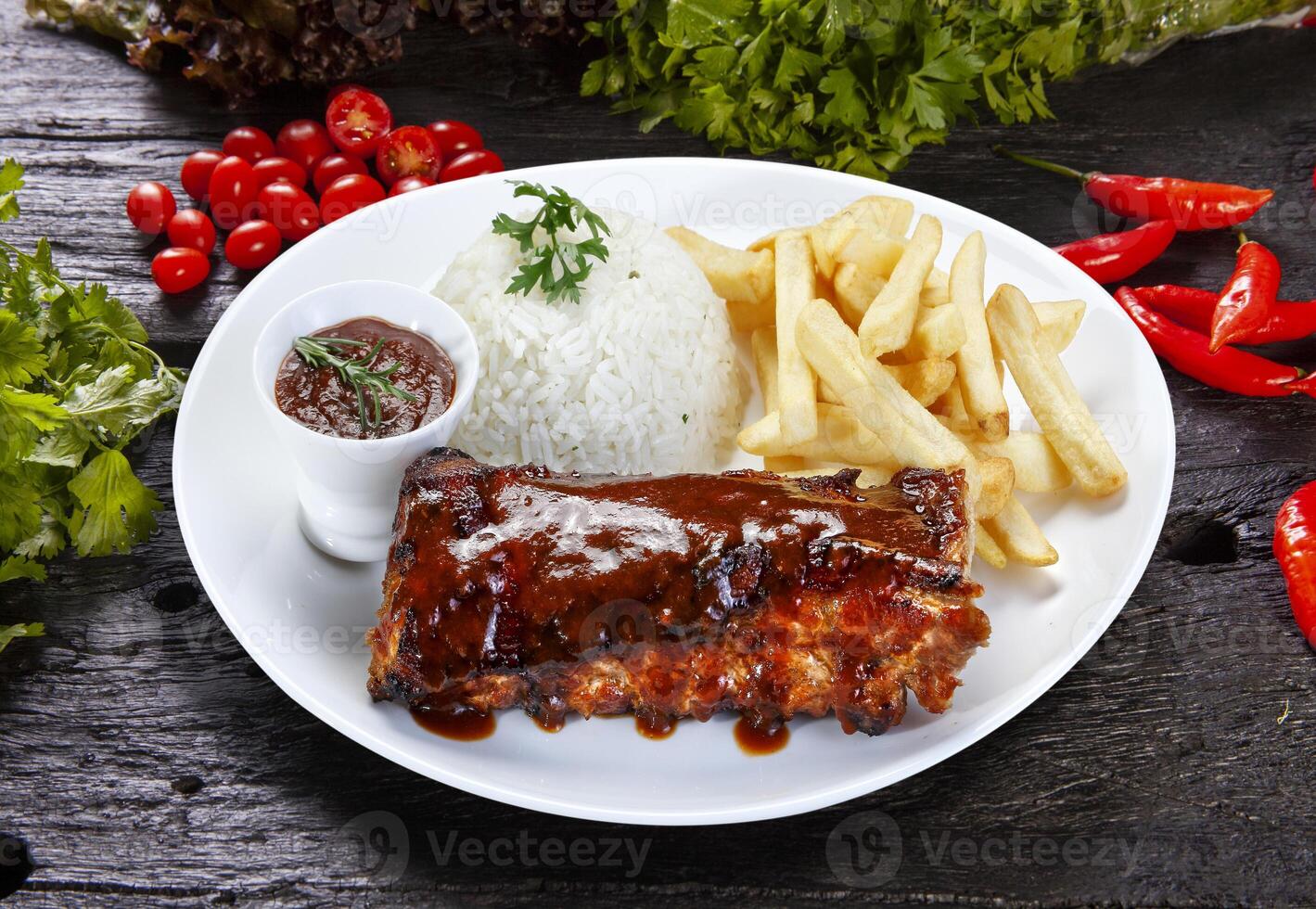 roast ribs with barbecue photo