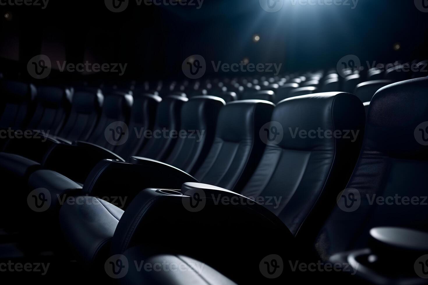 AI Generated empty black seats in cinema, domestic intimacy, zoom in, up close photo