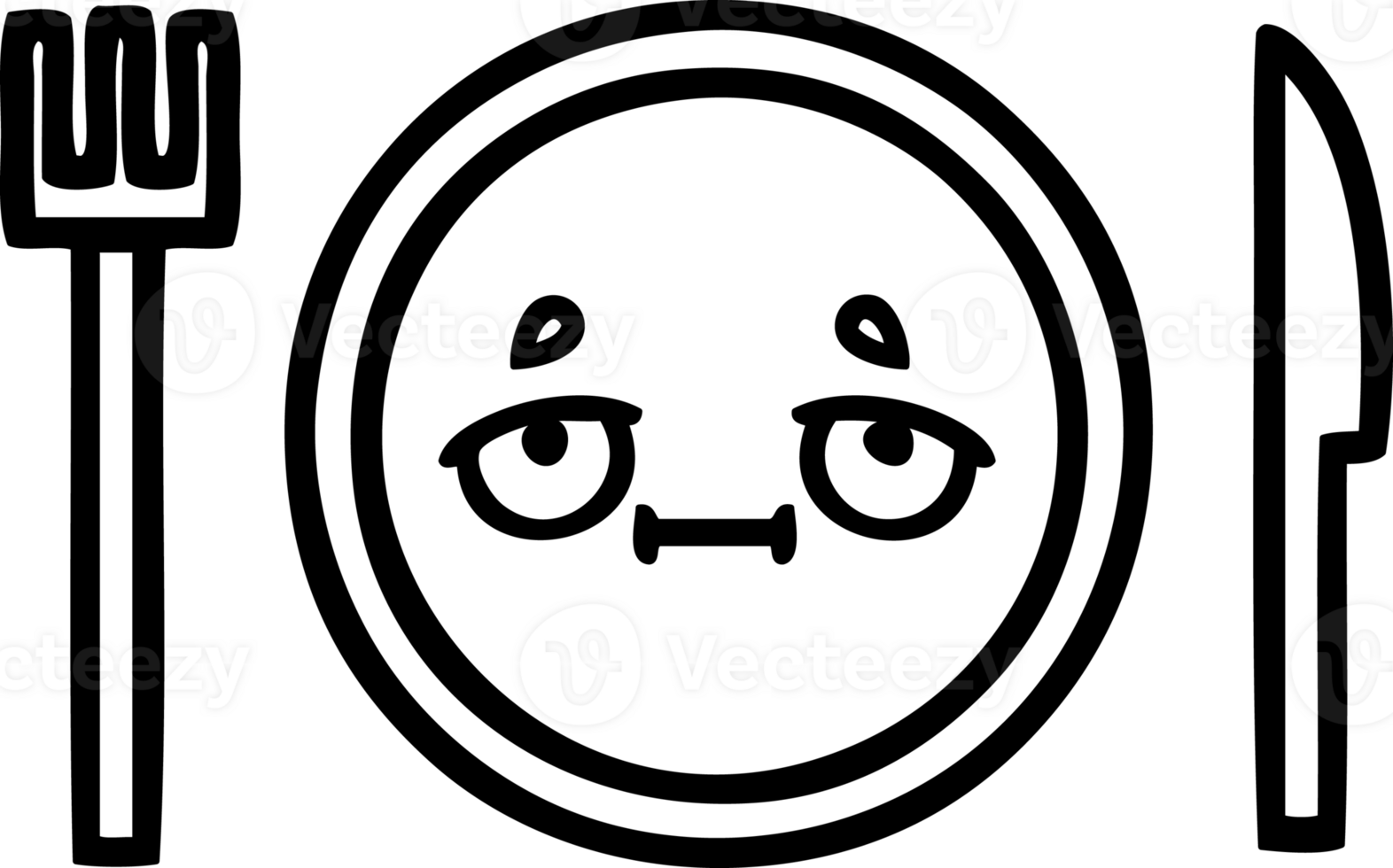 line drawing cartoon of a dinner plate icon png