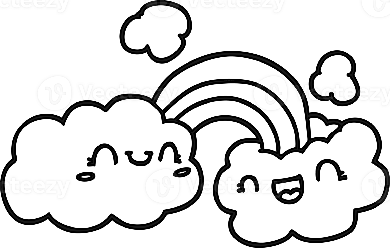 happy cartoon clouds and rainbow icon png