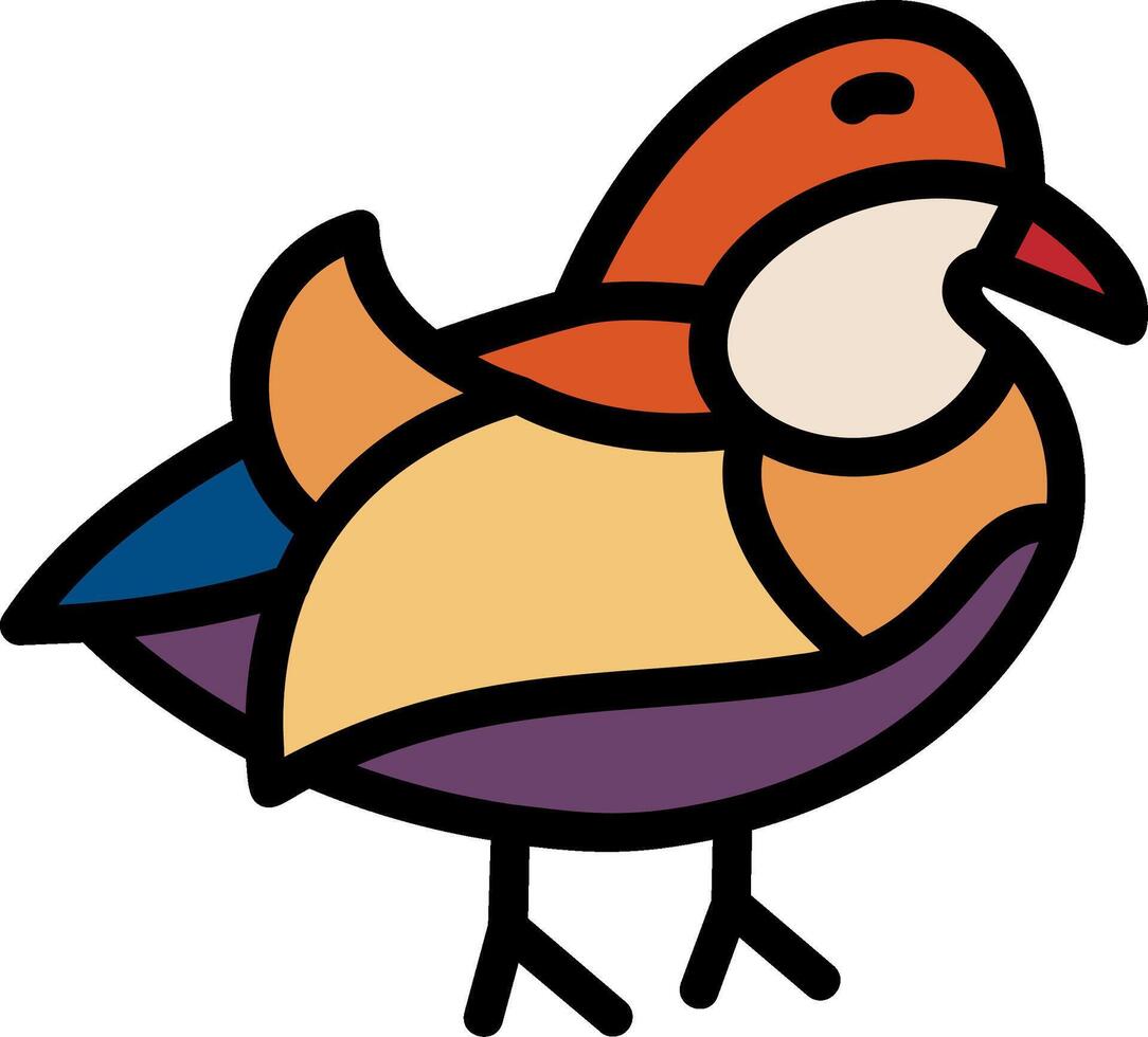 Mandarin Duck Line Filled vector