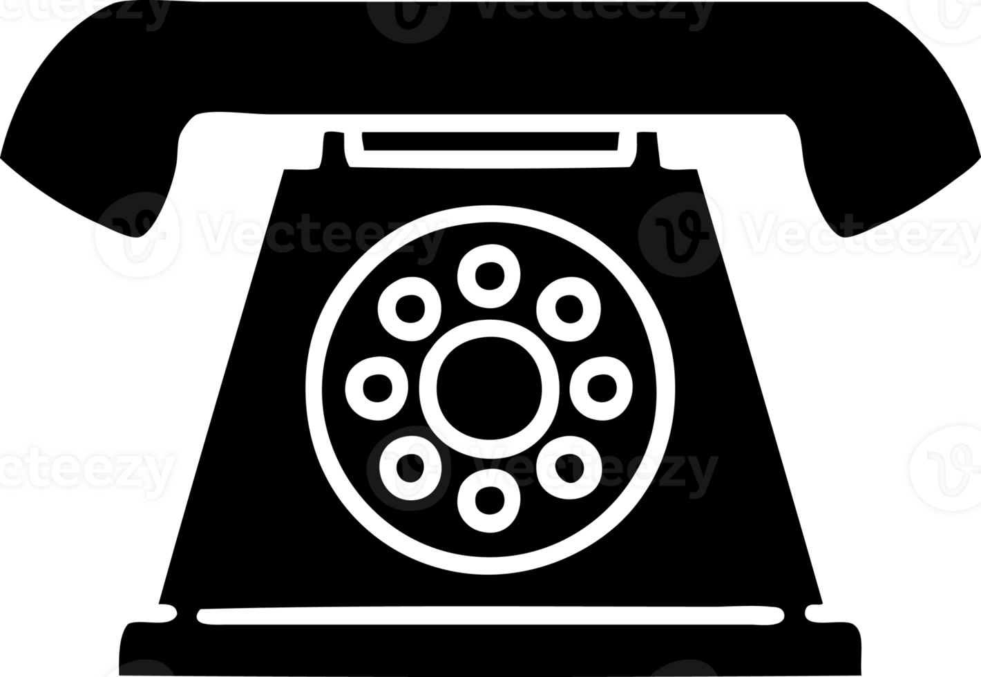 linje klotter av ett gammal stil telefon fast svart ikon png