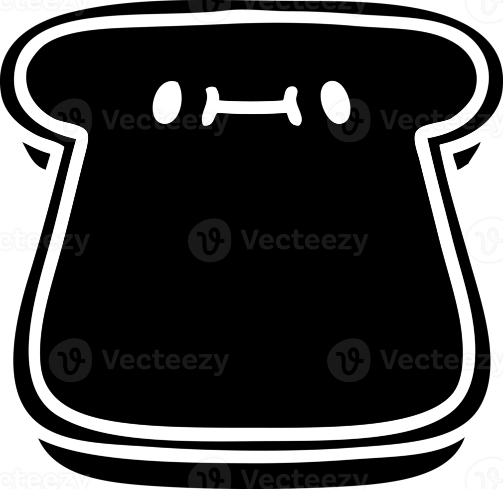 line doodle slice of bread with face solid black icon png