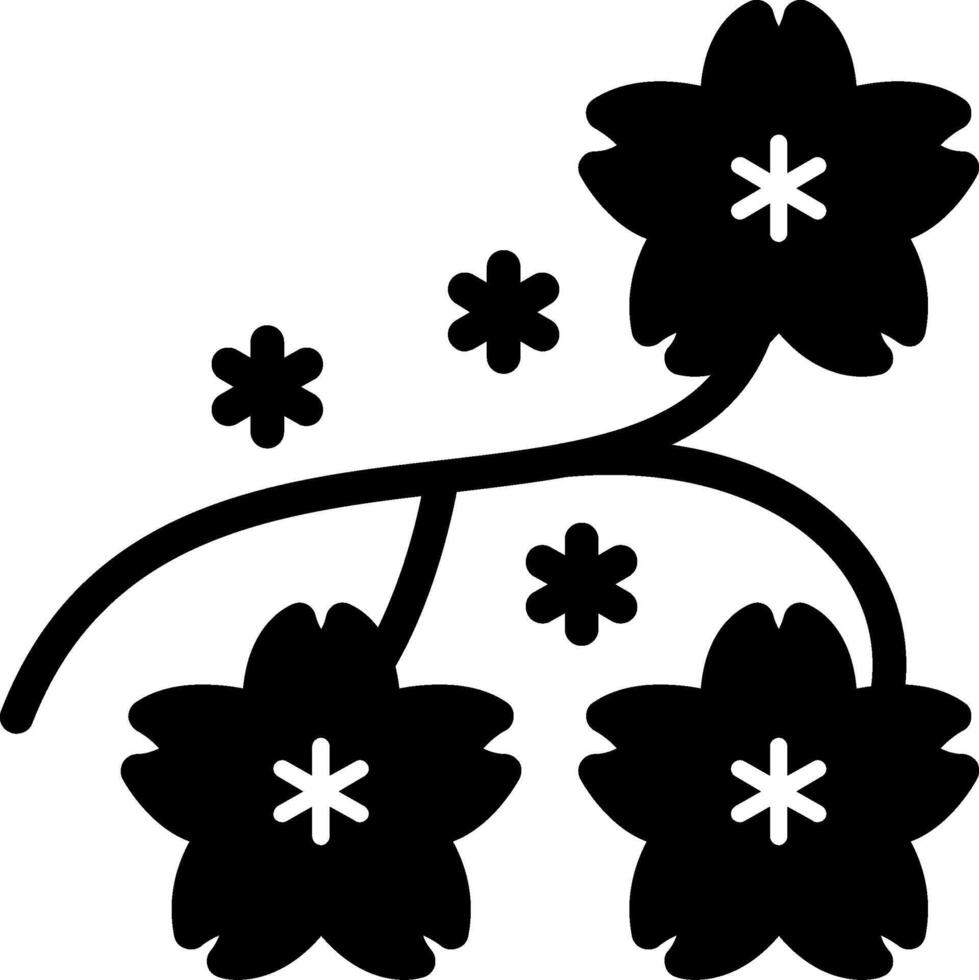 Cherry Blossom Branch Glyph vector