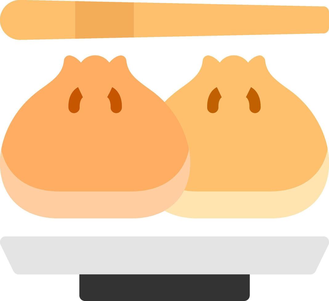 Shrimp Dumpling Flat Icon vector