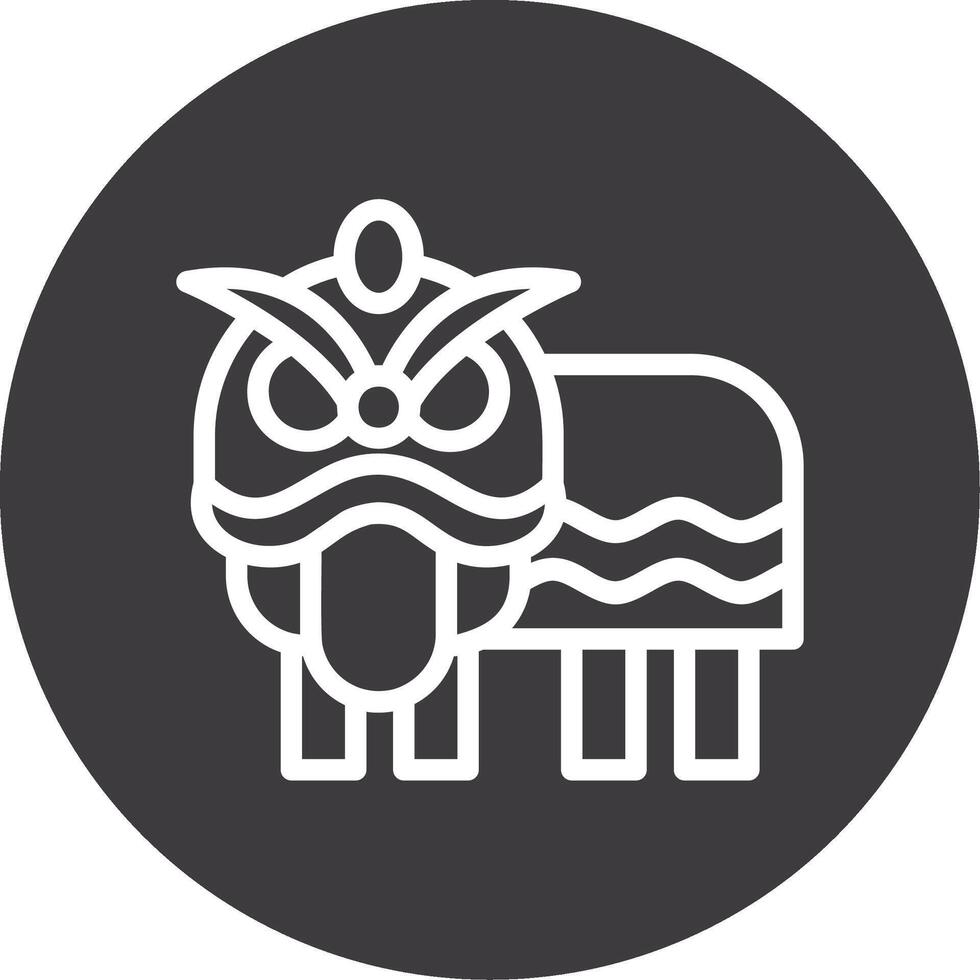 Lion Dance Outline Circle Icon vector