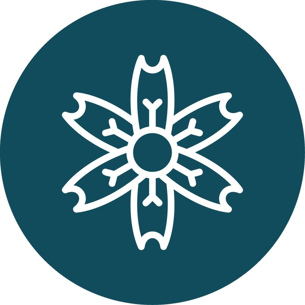 Plum Blossom Outline Circle Icon vector