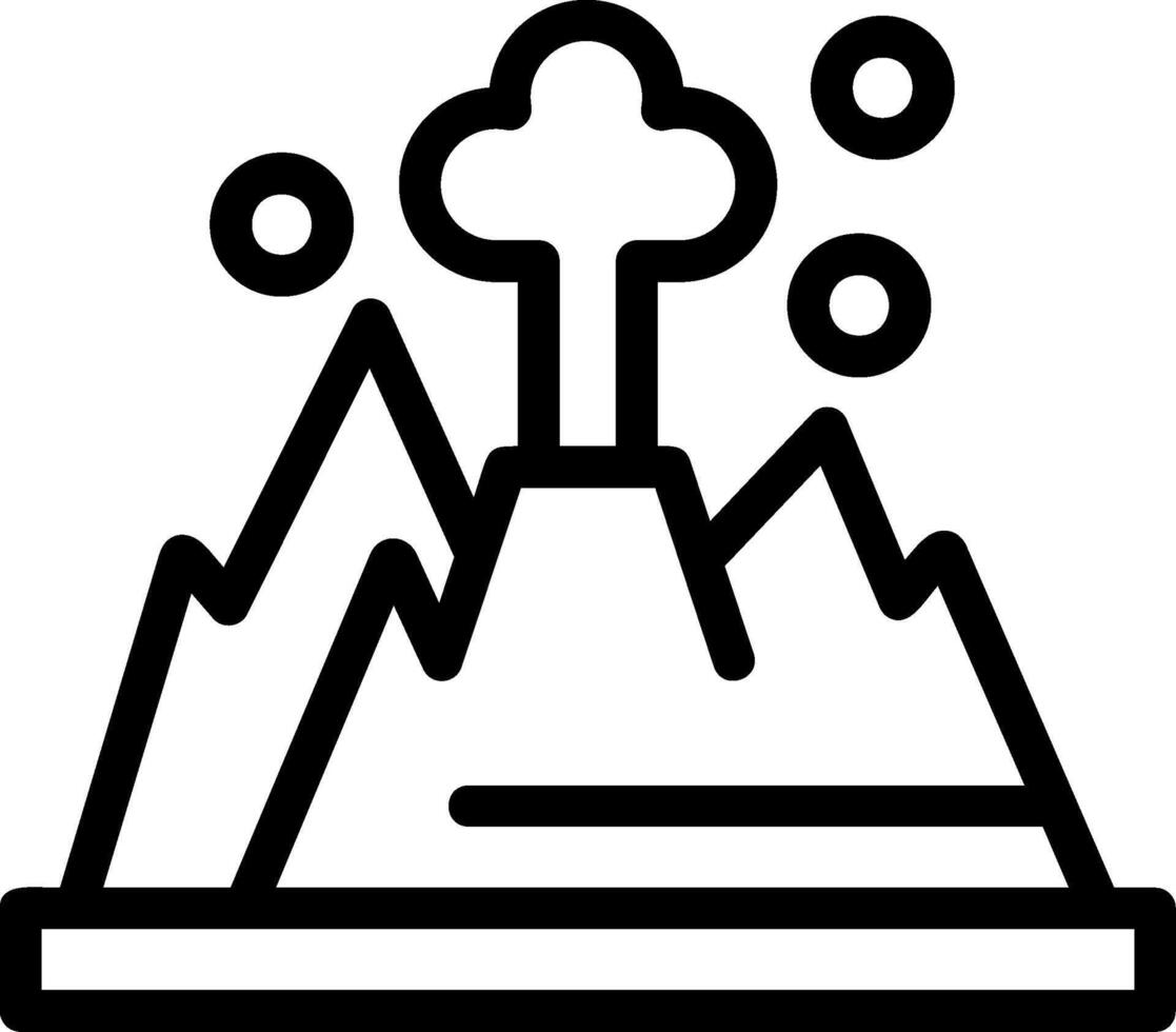 icono de línea de volcán vector