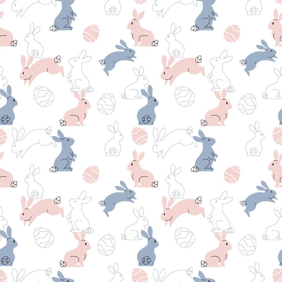 EASTER EGG AND BUNNY SEAMLESS PATTERN vector