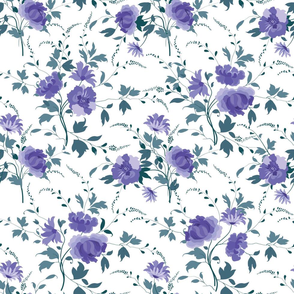 Floral seamless pattern. Flower background. Flourish ornamental summer wallpaper with flowers. vector