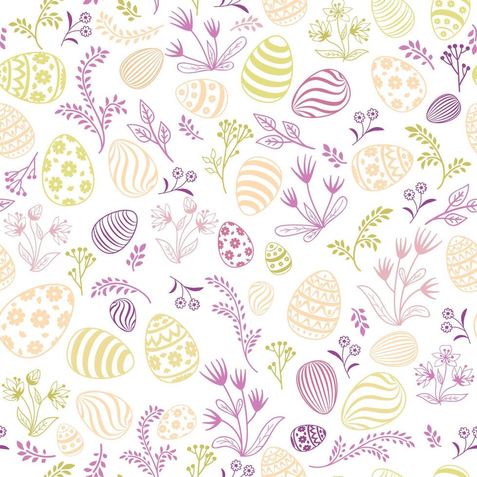 Easter egg floral seamless pattern. Spring holiday background for printing on fabric, paper for scrapbooking, gift wrap and wallpapers. vector