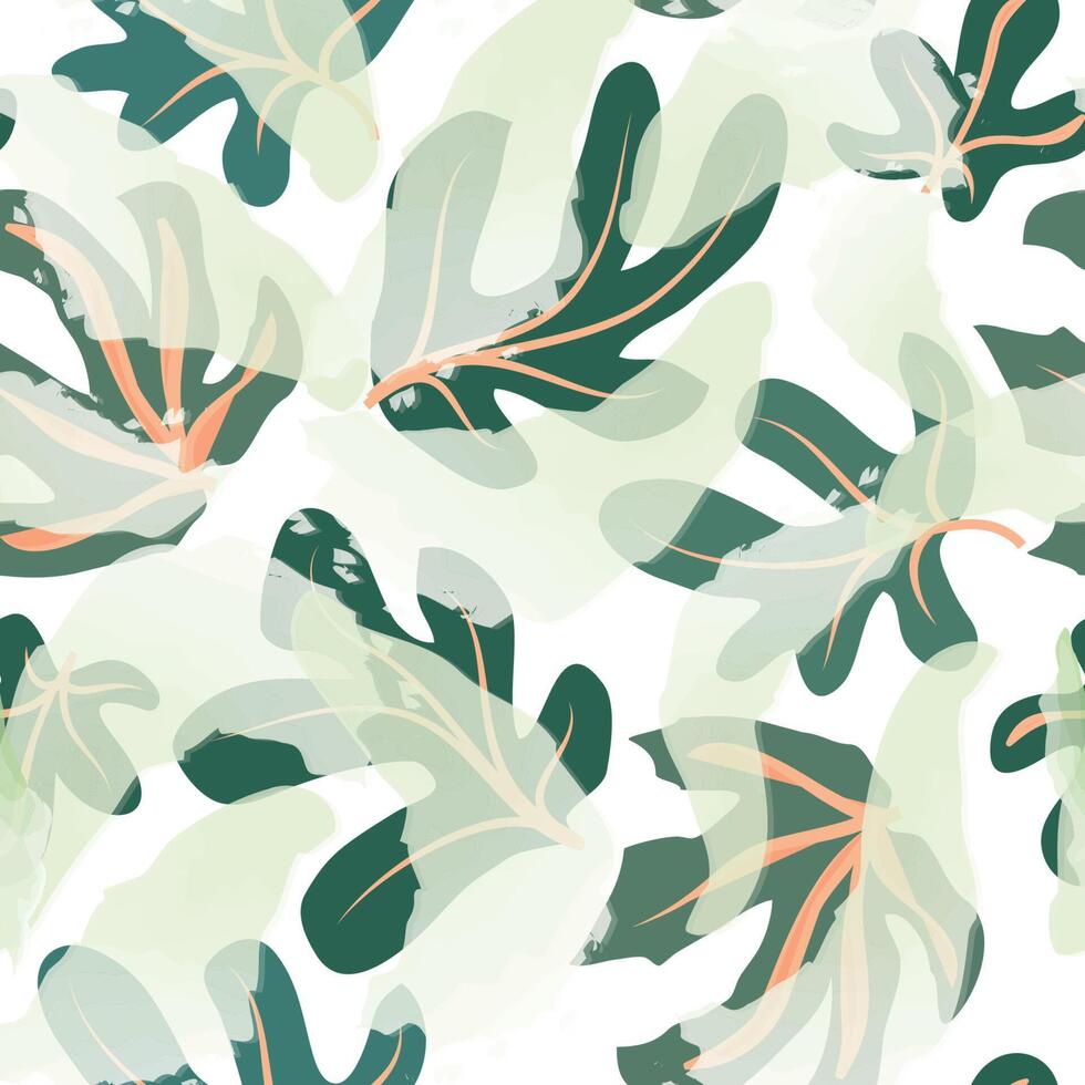 Floral seamless pattern. Branch with leaves ornamental texture. Flourish nature summer garden watercolor textured background vector