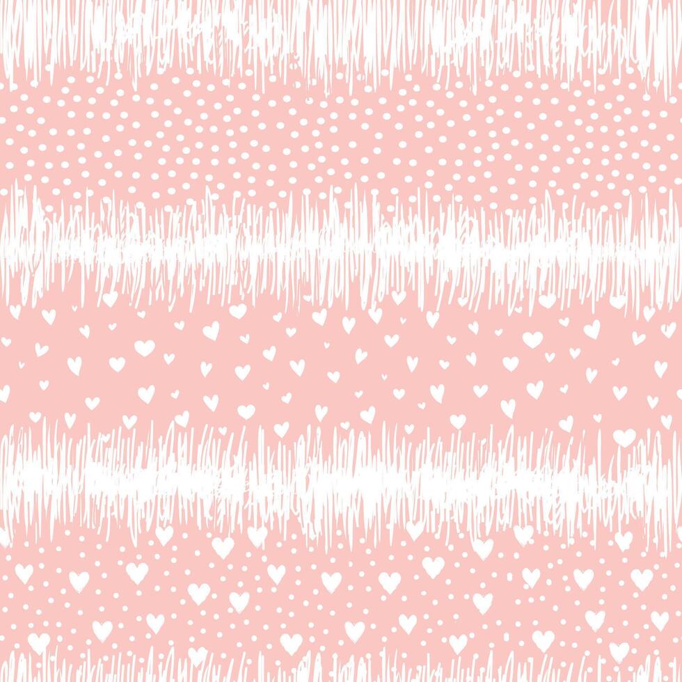 Romantic seamless pattern with hearts and polka dots. Love Valentine's day seamless background. Love heart tiling backdrop. vector