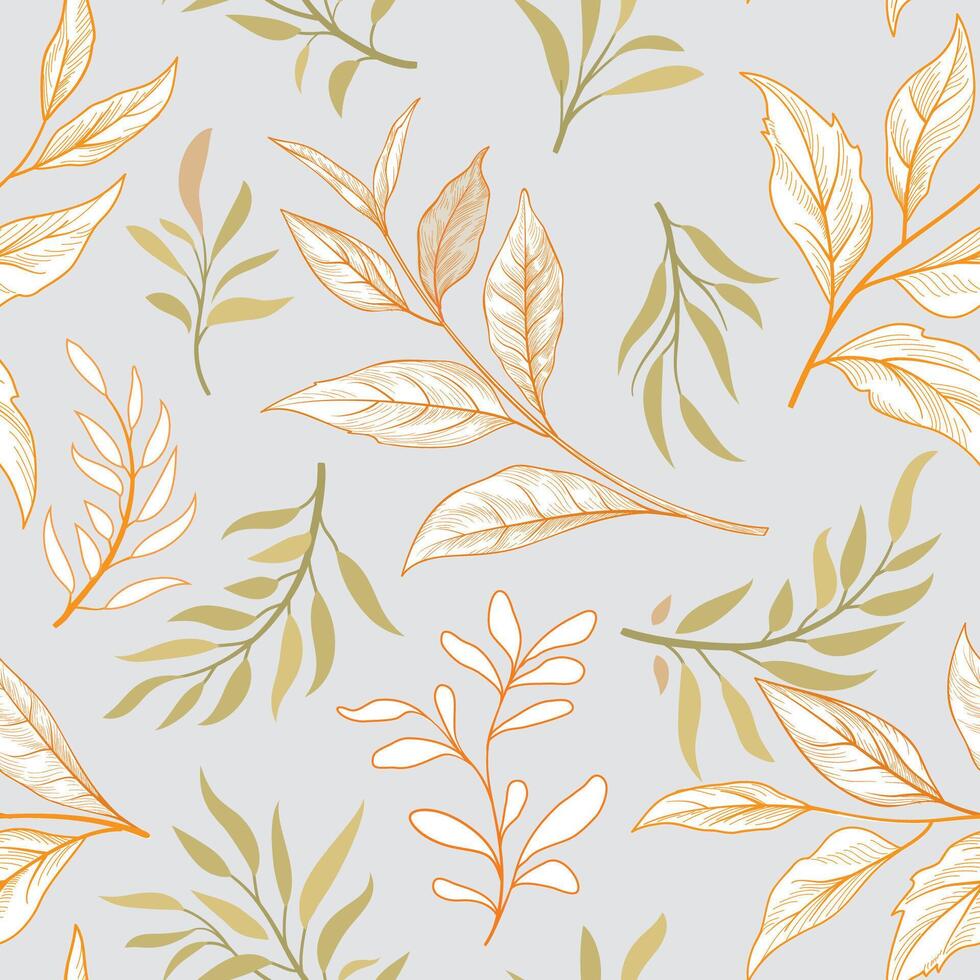 Floral seamless pattern. Branch with leaves gentle autumnal texture. Flourish nature summer garden textured leaves background vector