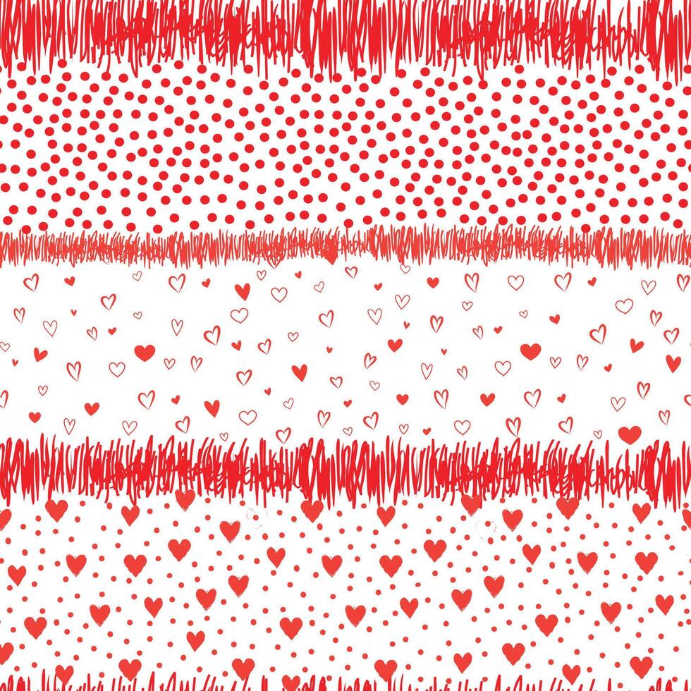 Romantic seamless pattern with hearts and polka dots. Love Valentine's day seamless background. Love heart tiling backdrop. vector