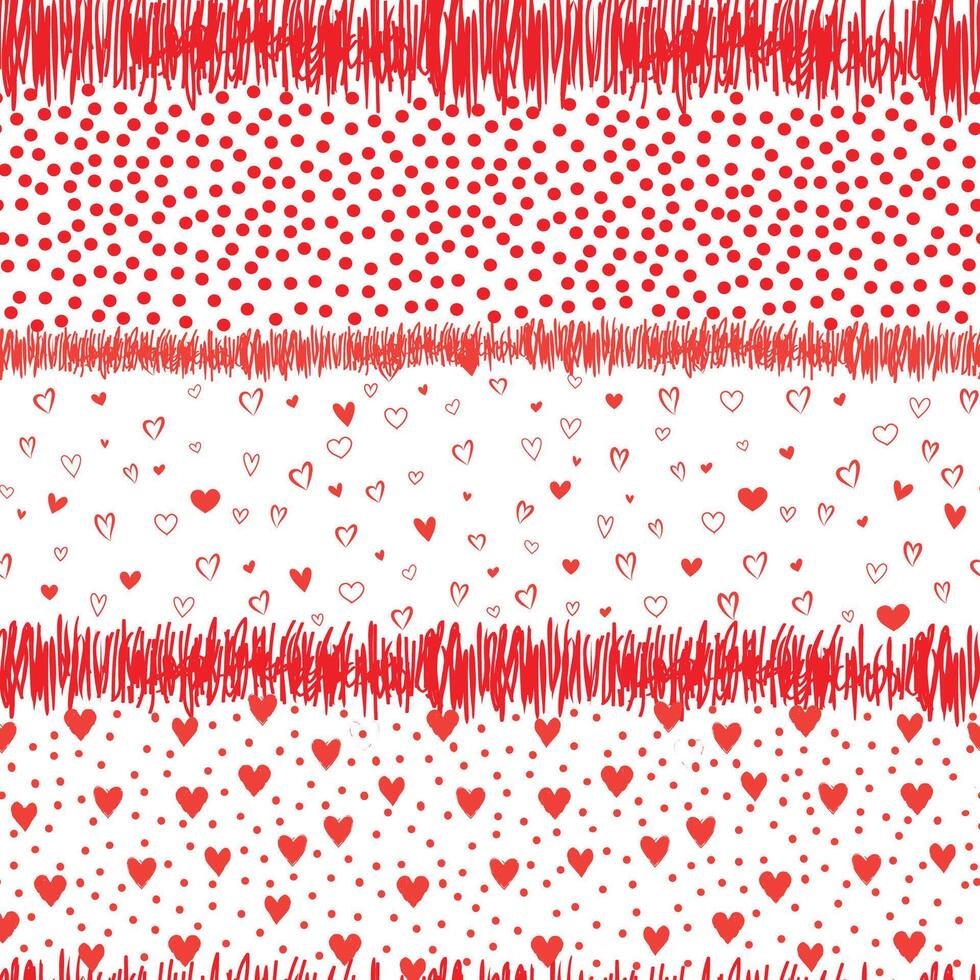 Romantic seamless pattern with hearts and polka dots. Love Valentine's day seamless background. Love heart tiling backdrop. vector