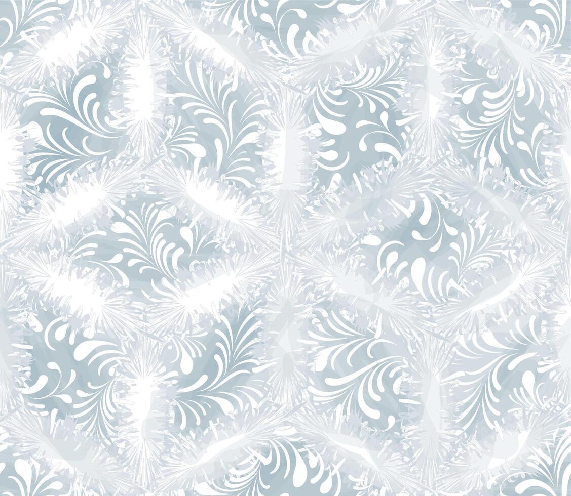 floral arabesco línea invierno nieve cordón sin costura modelo. resumen ornamental florecer hojas asiático textura. artístico orgánico forma geométrico invierno blanco fiesta decoración vector