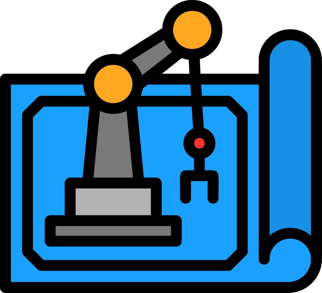 Robot Blueprint Line Filled vector