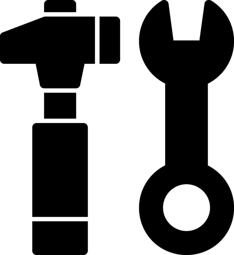 Hammer and Wrench Glyph vector
