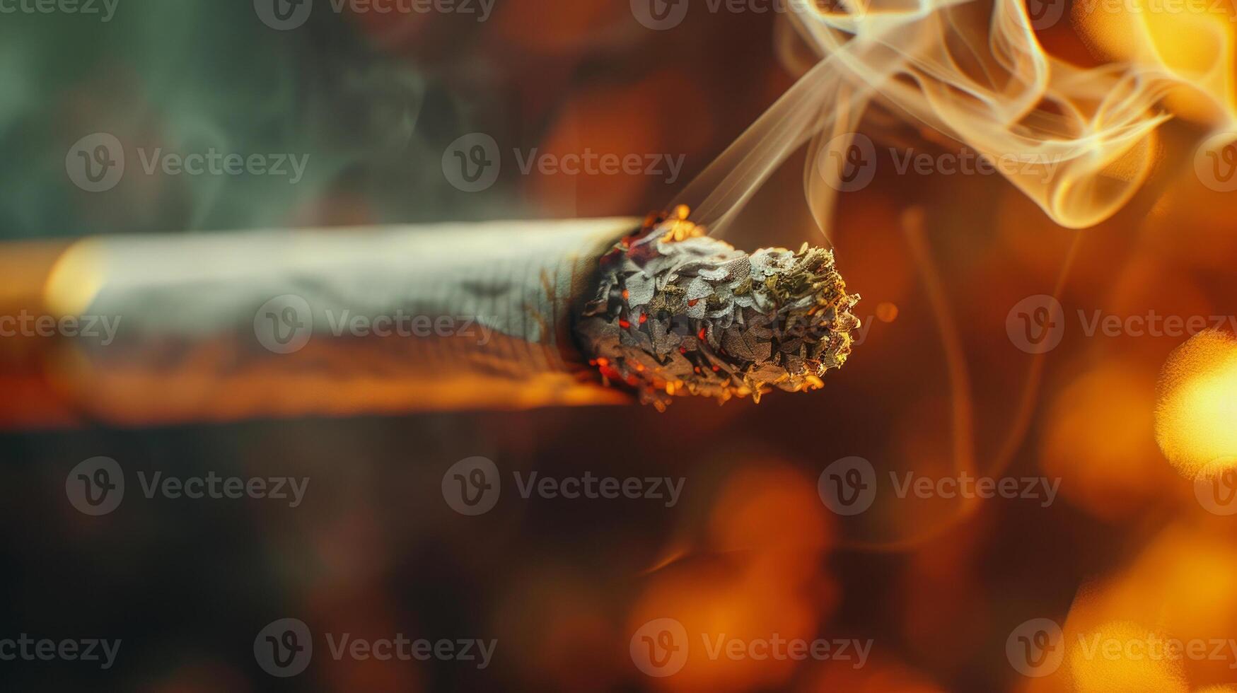 AI generated illustration of a smoking cigarette close up photo