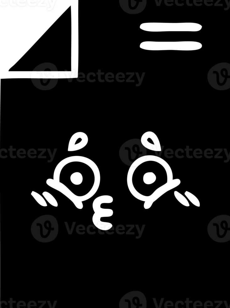 line drawing cartoon of a sheet of paper  solid black icon png
