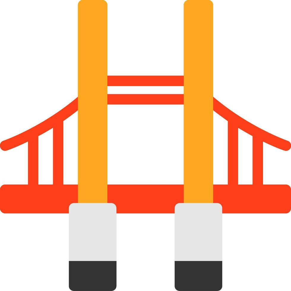 puente, plano, icono vector