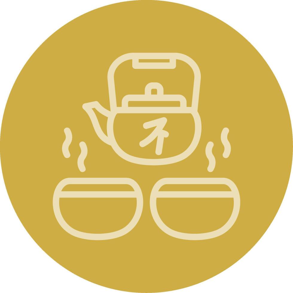 Gongfu Tea Set Line Multi color Icon vector