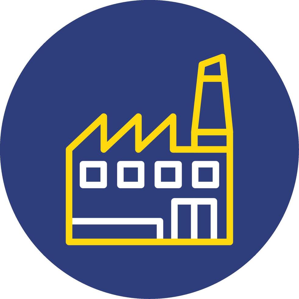 Manufacturing Plant Dual Line Circle Icon vector