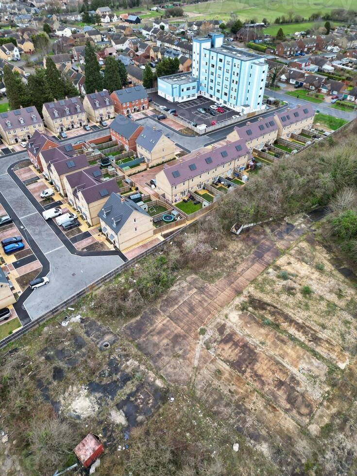 High Angle View of Arlesey Town of England UK. The Footage Was Captured During Cloudy and Rainy Day of Feb 28th, 2024 photo