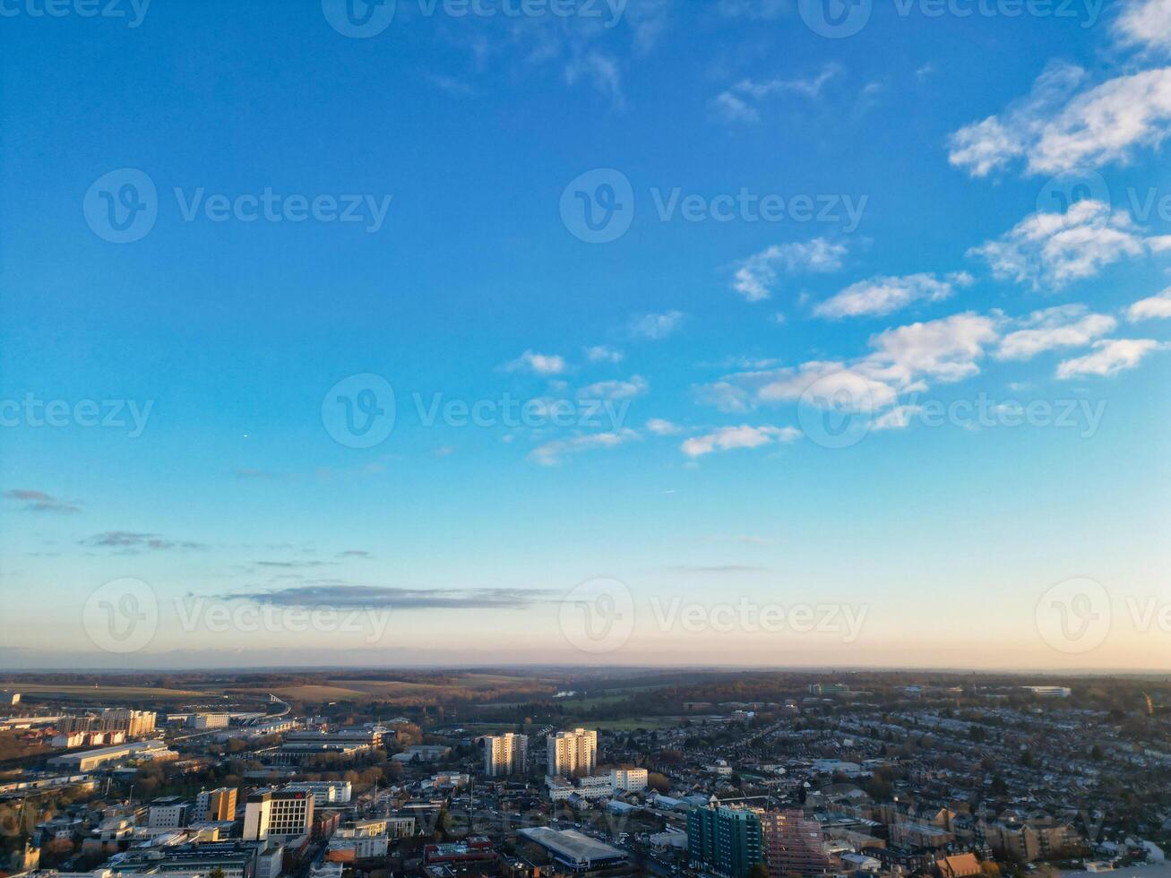 High Angle View of Buildings at City Centre and Downtown of Luton, England United Kingdom. Dec 1st, 2023 photo