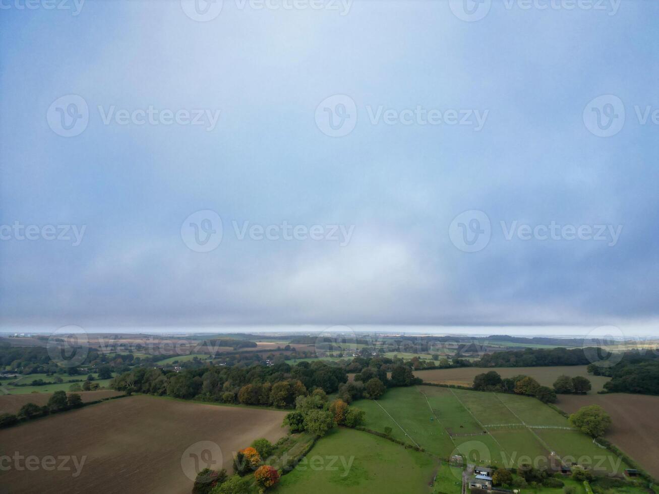 alto ángulo ver de británico campo paisaje a hitchin ciudad de Inglaterra Reino Unido foto