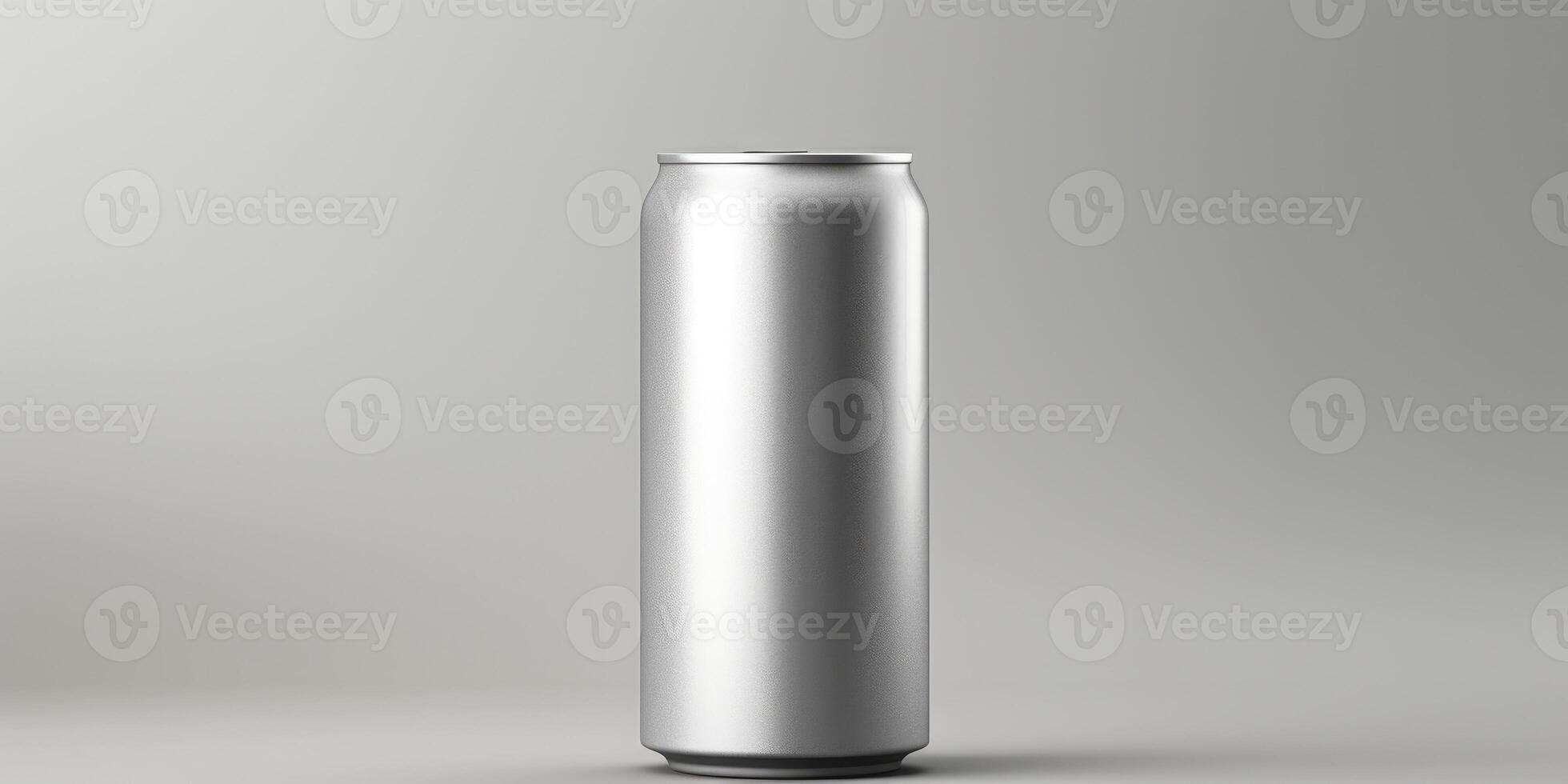 AI generated Aluminum Can Mockup, Presenting a Sleek and Modern Design for Your Beverage Product photo