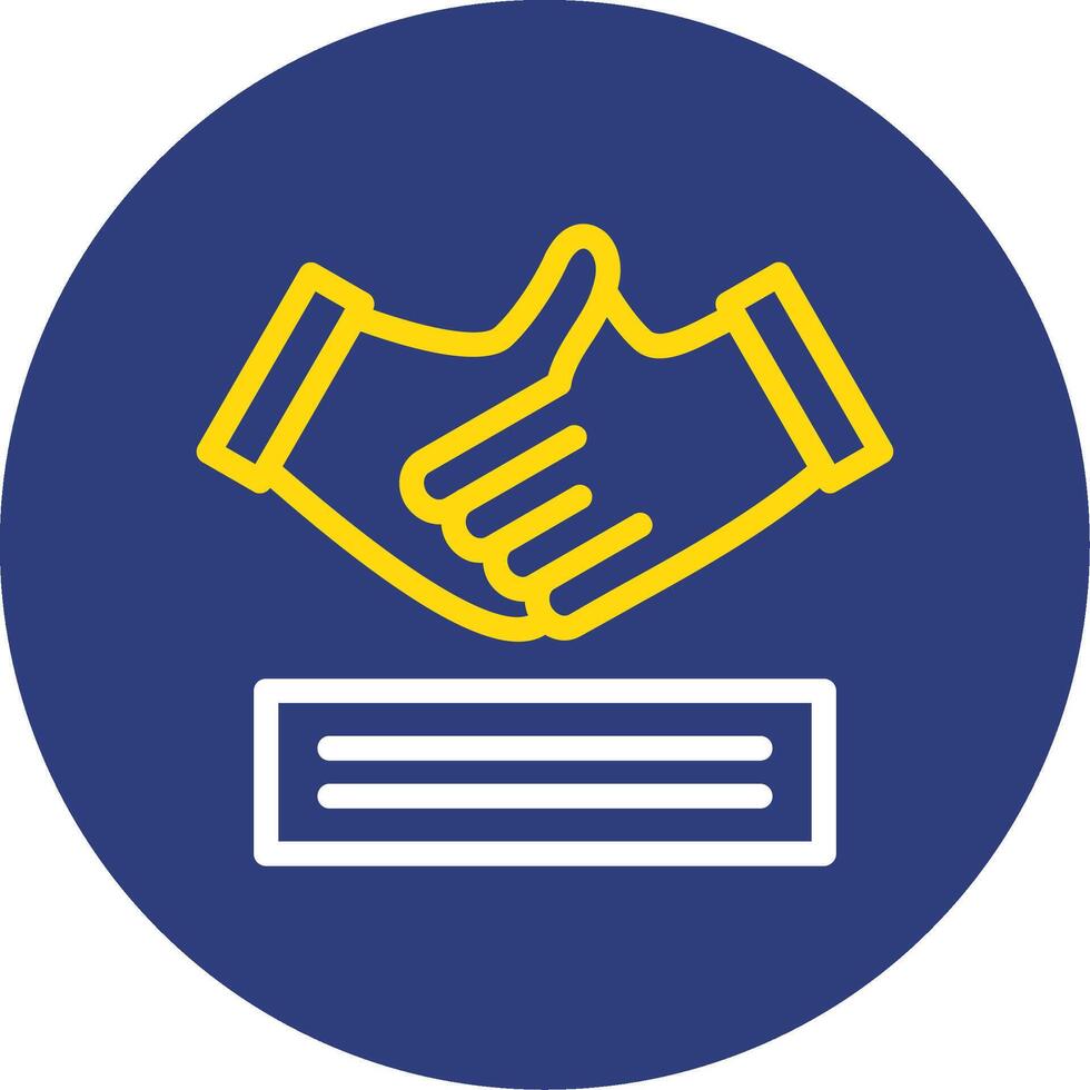 Handshake Dual Line Circle Icon vector