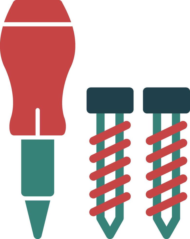 Screwdriver and Bolt Glyph Multi Color Icon vector